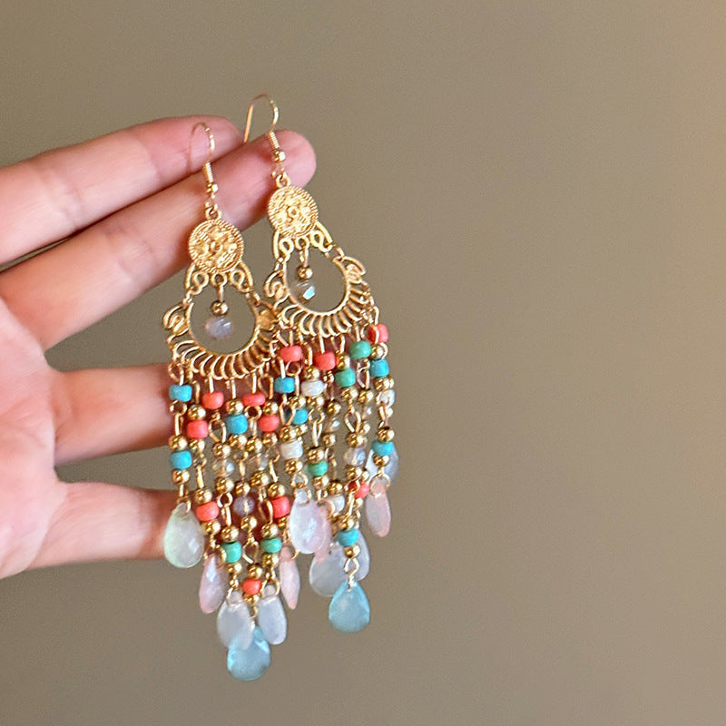 Feather Tassel Niche Ethnic Style Beautiful Earrings