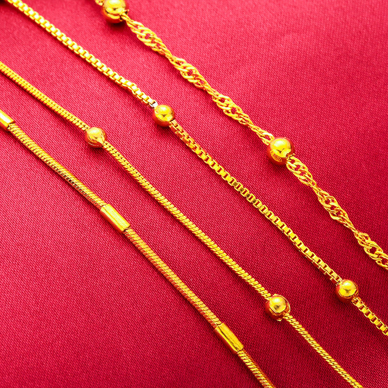 Gold Vietnam Placer Box Chain Bag Beads Clavicle Combination Live Necklace