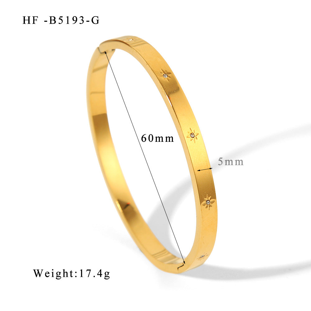 Women's Stainless Steel Electroplated Eight Awn Star Flower Geometric Bracelets