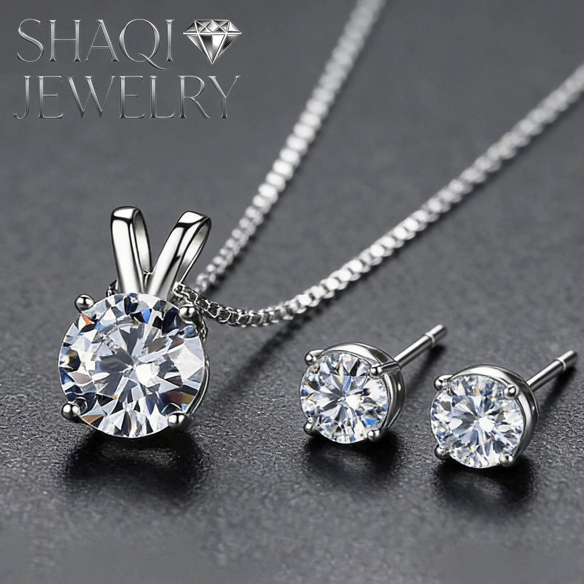Women's Single Diamond Rabbit Ears Four Claws Jewelry Set