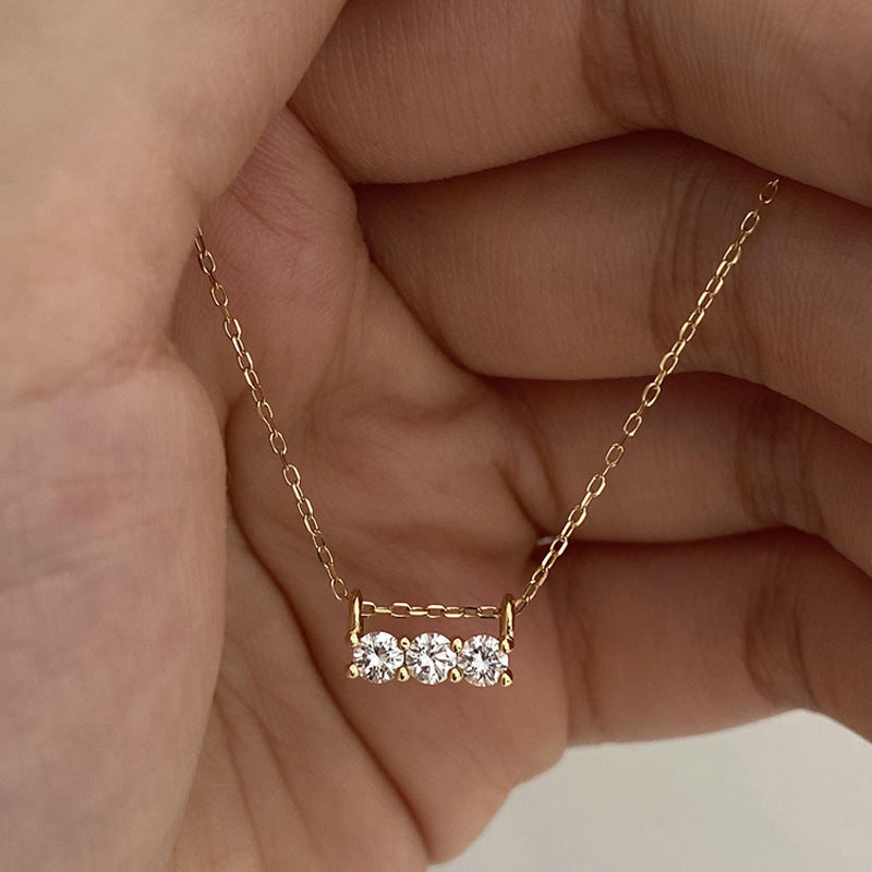 Women's Diamond One-line Flash Zircon Exquisite Light Luxury Personality Fashion Necklace