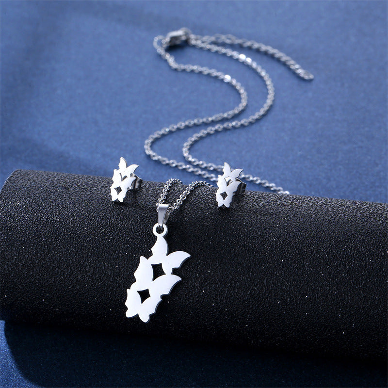 Women's Stainless Steel Suite Fashion Geometry Pattern Animal Love Jewelry Set