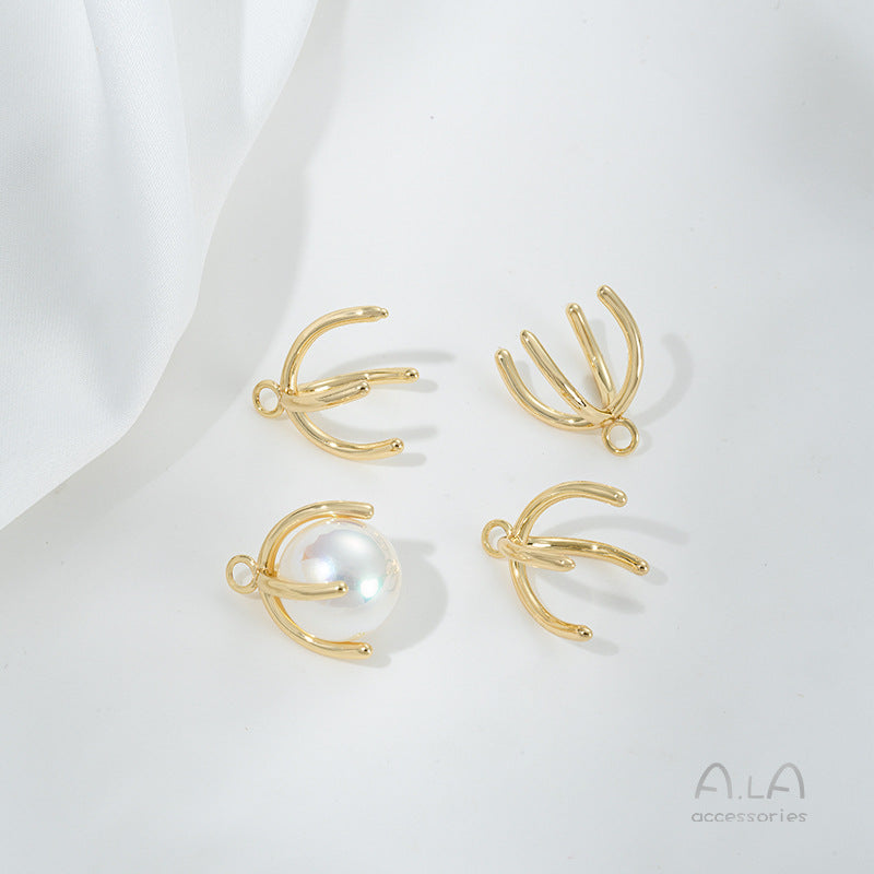 Gold-plated Color Retention Branches Ear Hook Stamen Earrings