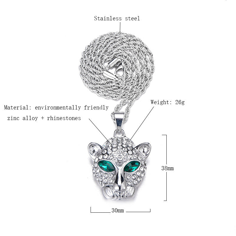 Slouchy Diamond Hollow Leopard Head Stylish Pendant