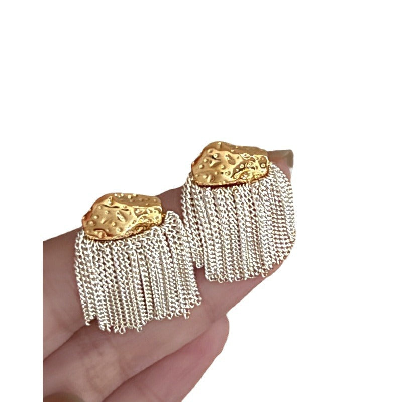 Women's Metal Tassel Eardrops Unique Niche Design Premium Stud Earrings