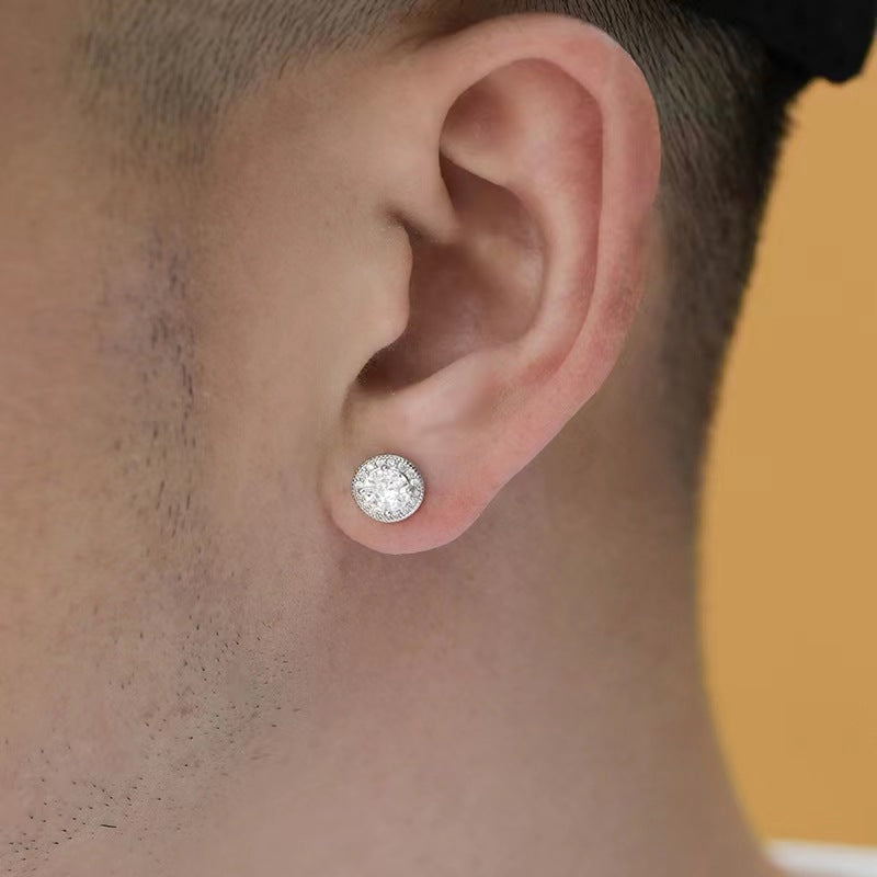 Men's Rhinestone High-grade Sier Piercing Temperament Trend Personalized Earrings