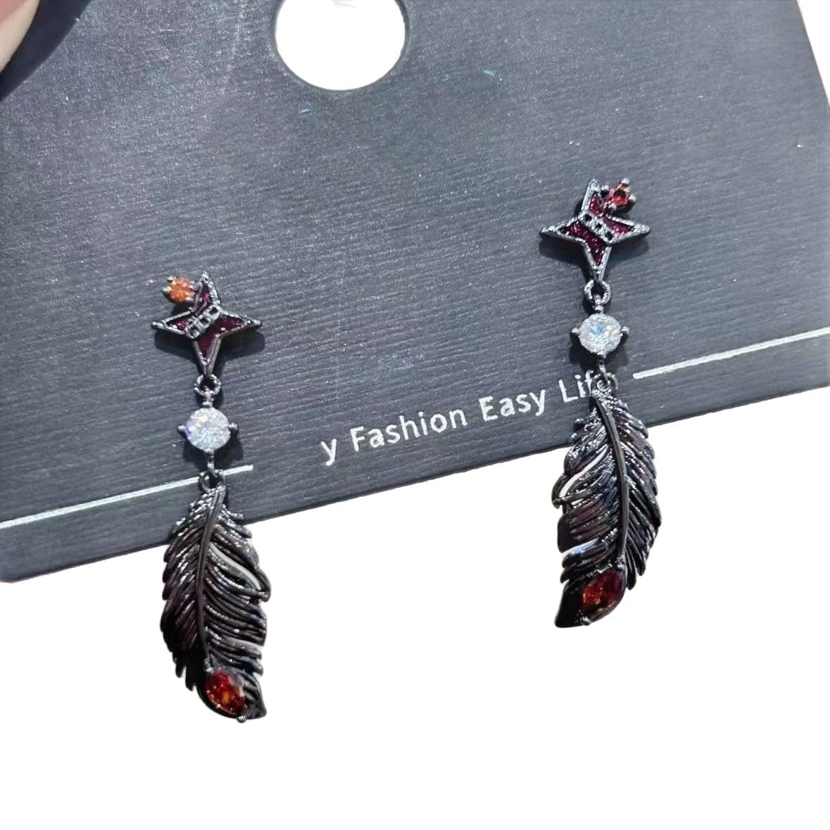 Magic Wing Asterism Sweet Cool Style Feather Stud Earrings