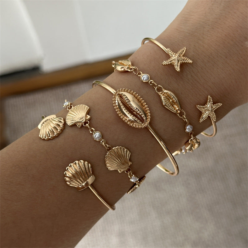 Bohemian Holiday Female Summer Beach Starfish Shell Brace Bracelet