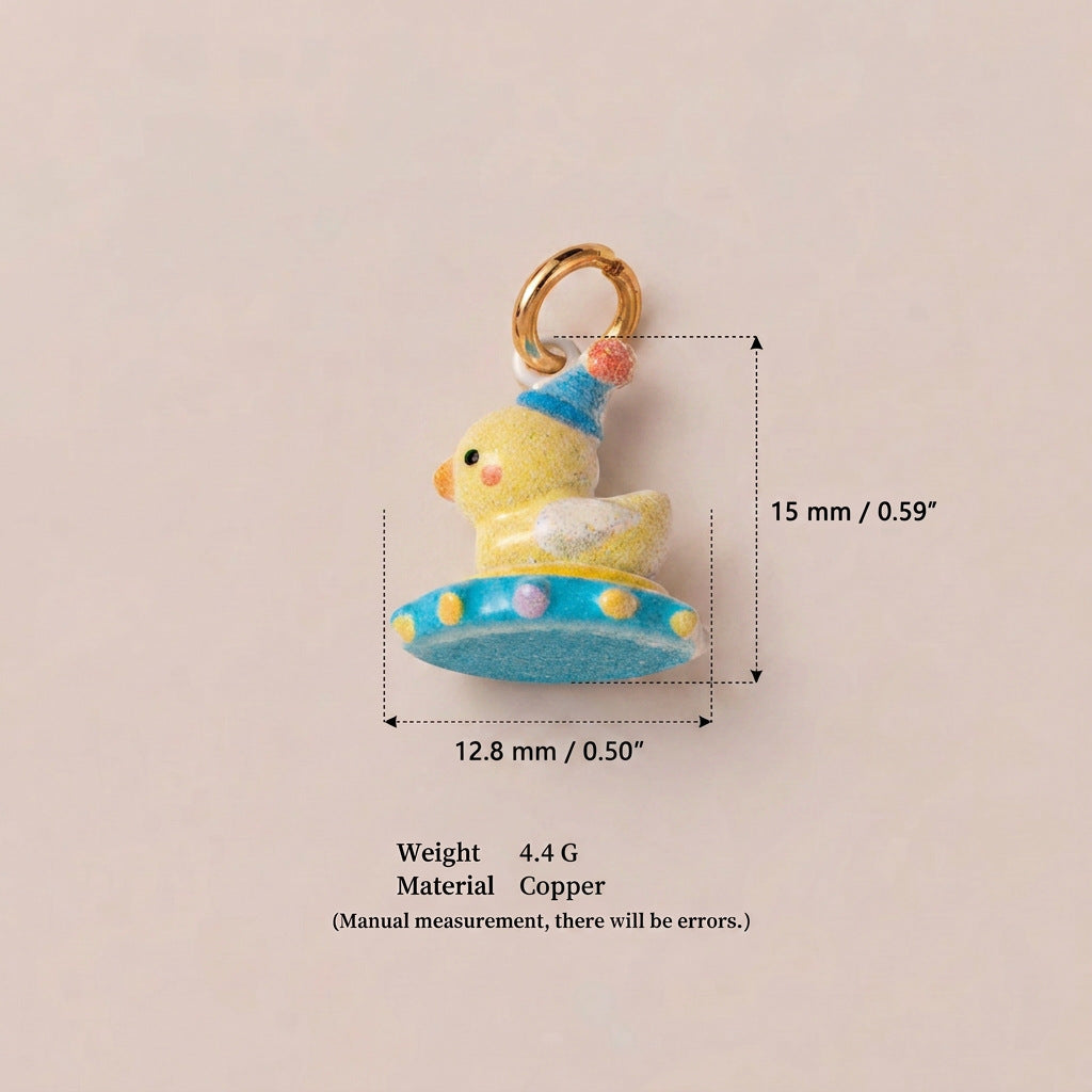 Amusement Park Series Facilities Dripping Oil Painted Gold Pendant