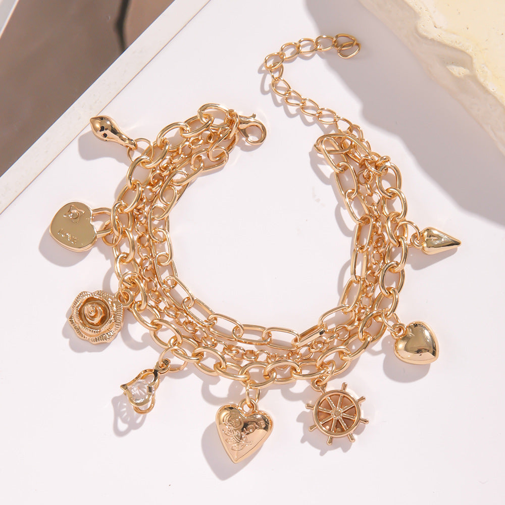 Women's Advanced Texture Love With Diamond Duo Bracelets