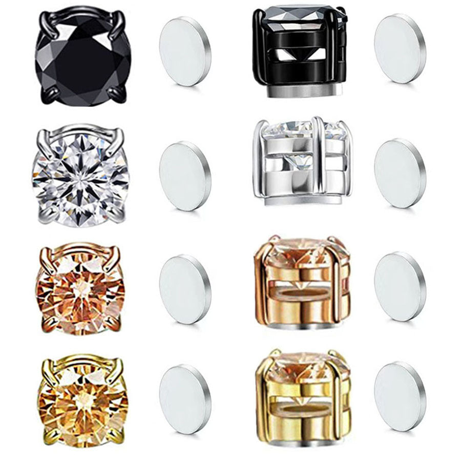 Women's & Men's No Pierced Pseudo Zircon Magnet Clips Earrings