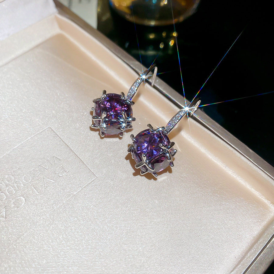 French Royal Style Zircon Geometric Flower Light Luxury High-grade Earrings