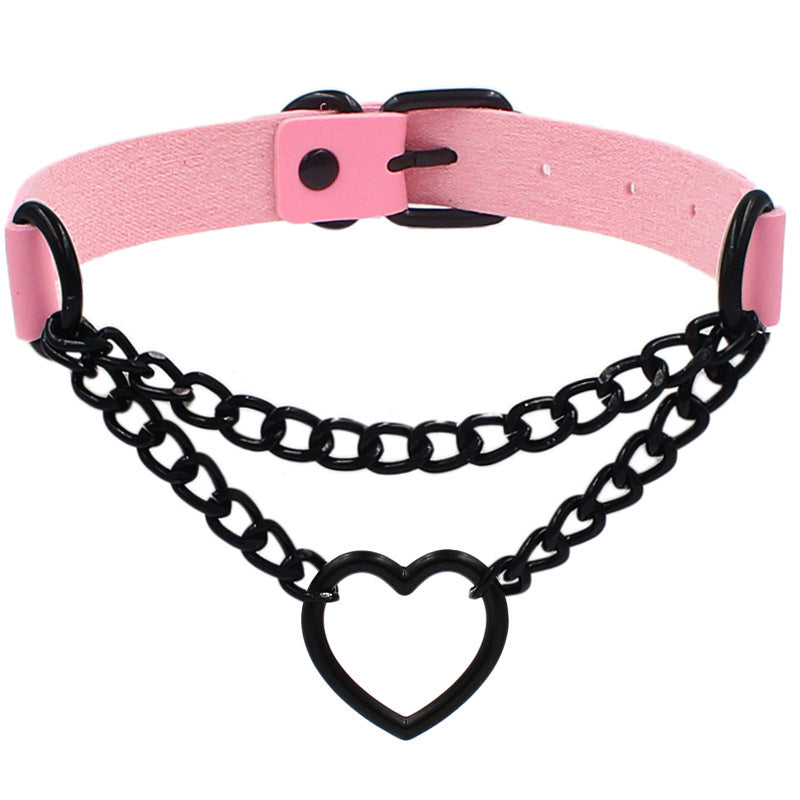 Neckband Fashion Leather Love Heart Collar Necklaces