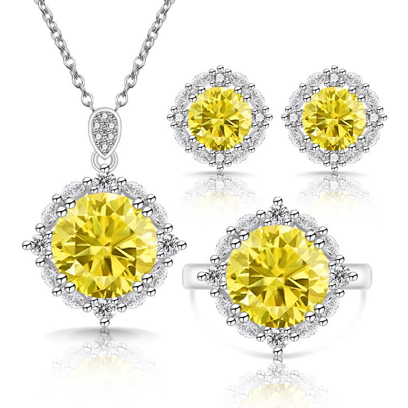Women's Live Broadcast Colored Gems Luxury Gemstone Jewelry Set