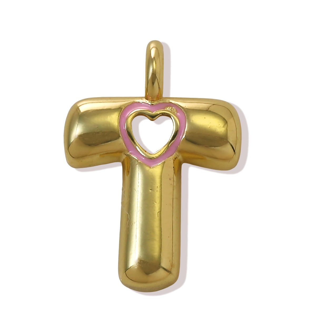 Xi English Letter Gold Simple Heart-shaped Pendant