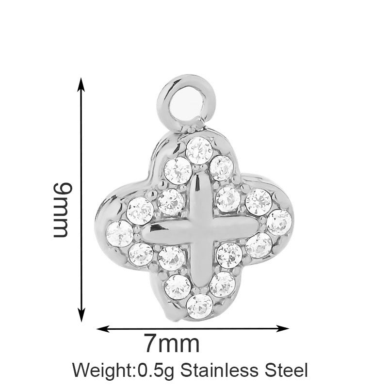 Stainless Steel Inlaid Zircon Clover Lucky Necklaces