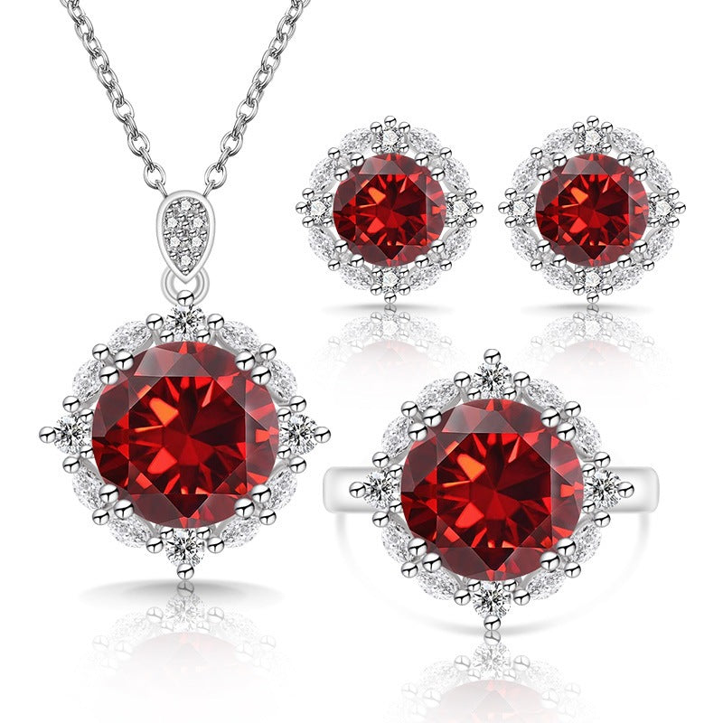 Women's Live Broadcast Colored Gems Luxury Gemstone Jewelry Set