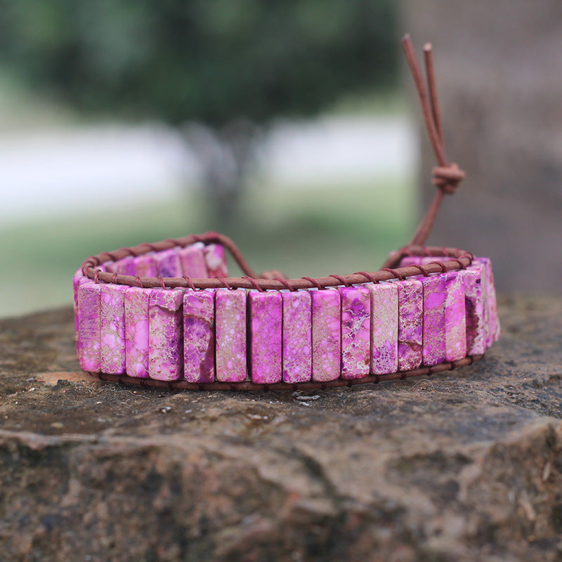 Bohemian Style Natural Stone Lan Di Royal Vintage Hand-woven Bracelet