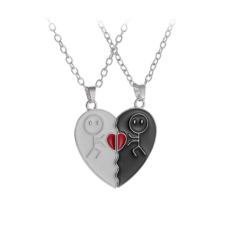Love Couple Fashion Heart-shaped Magnetic Suction Necklace