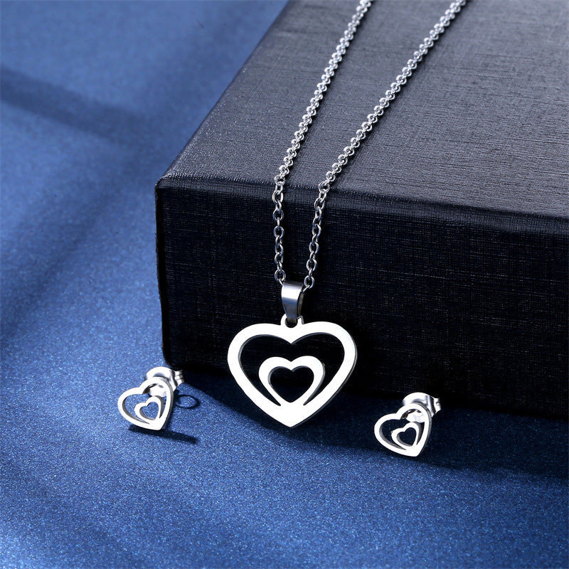 Women's Stainless Steel Suite Fashion Geometry Pattern Animal Love Jewelry Set