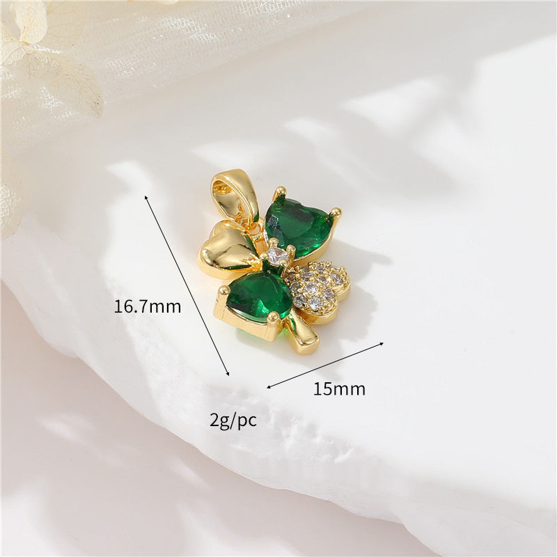 Inlaid Zircon Christmas Tree Clover Love Handmade Pendant