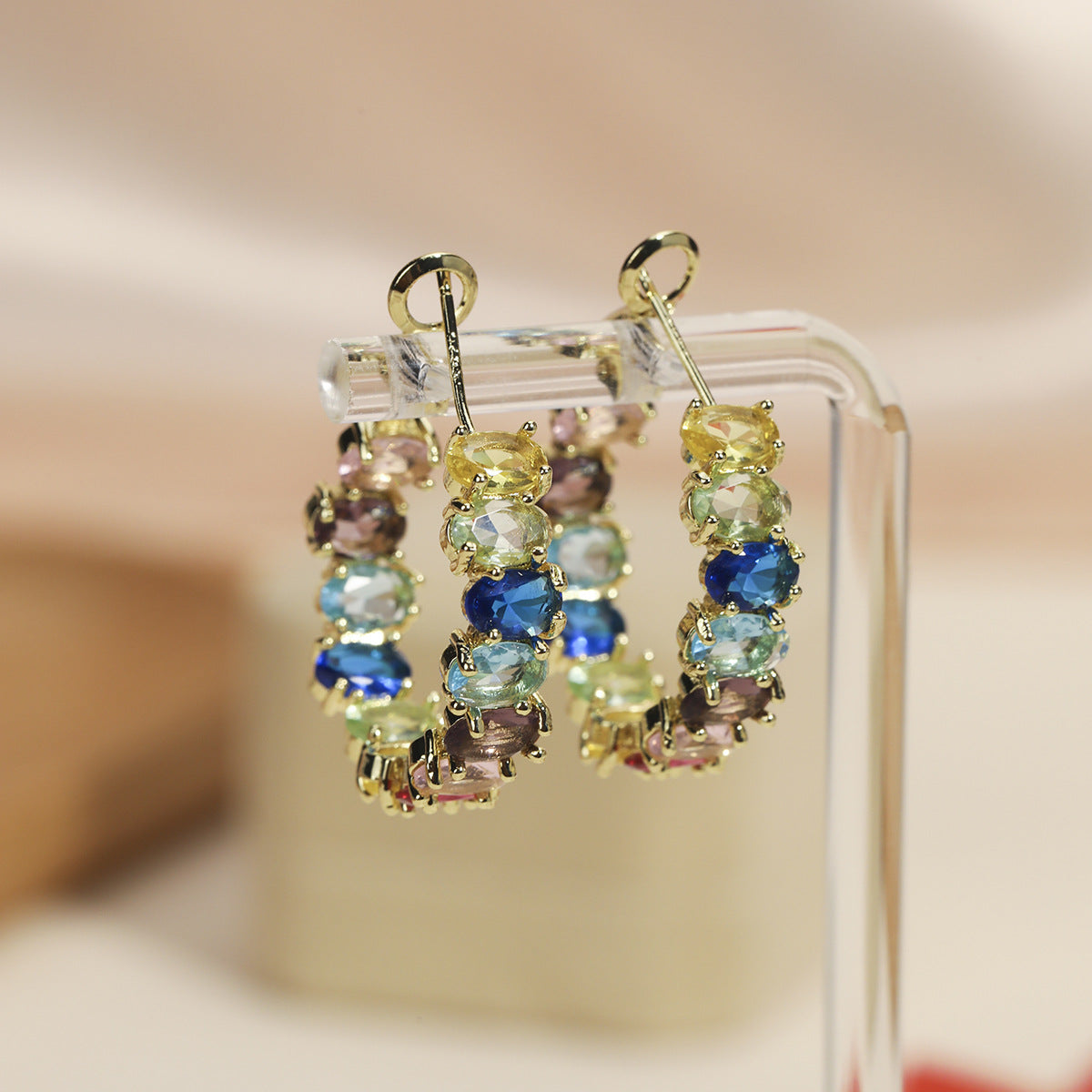 Sweet Personality Vacation Style Colorful Zircon Fashion High Rings