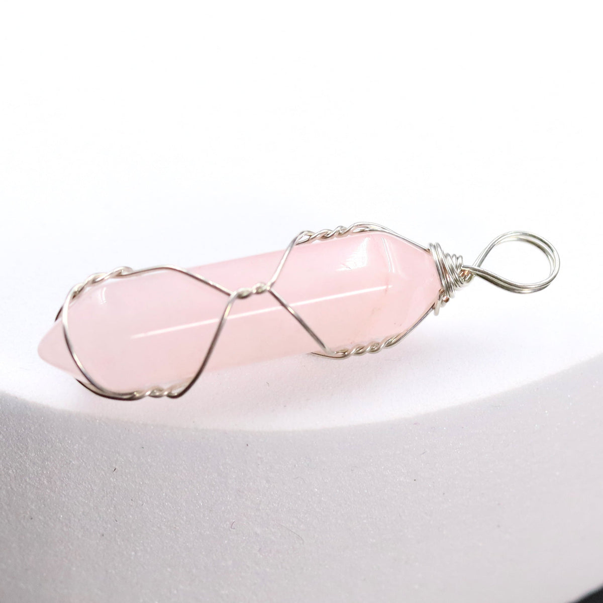 Pink Crystal Winding Hexagon Prism Handmade Pendants