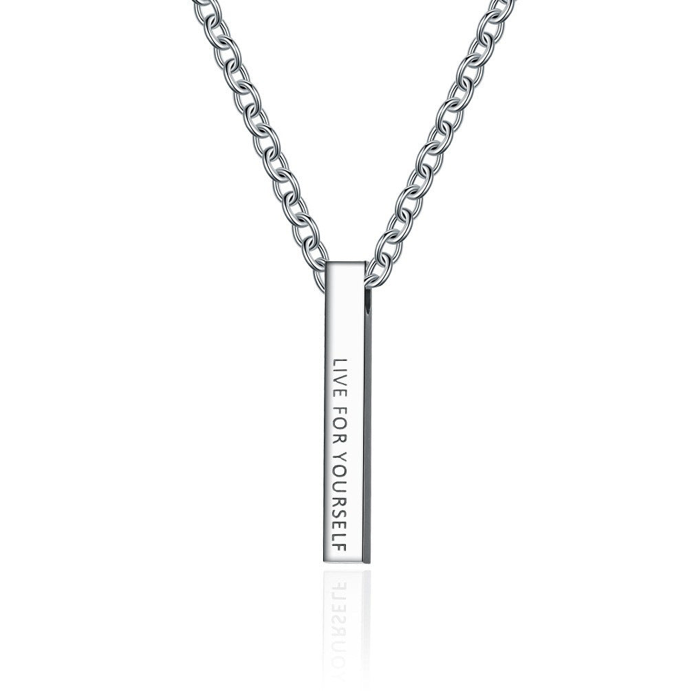 Simple Long Column Glossy Titanium Steel Pendant