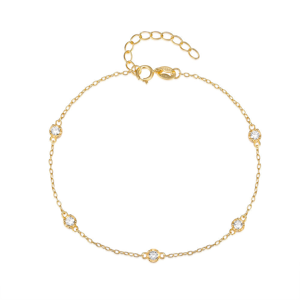 Women's Sterling Sier Classic Simple Diamond Versatile Bracelets