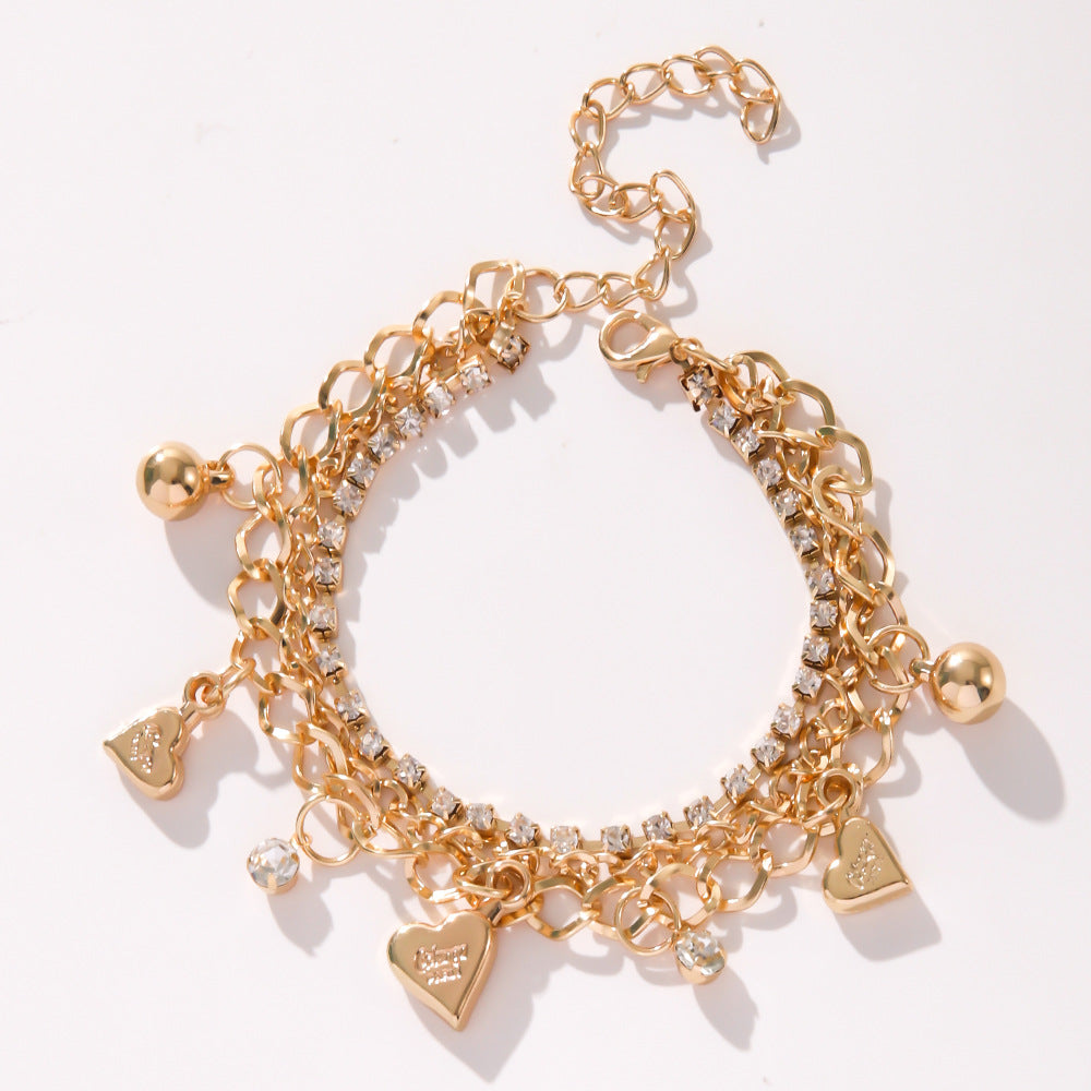 Women's Advanced Texture Love With Diamond Duo Bracelets