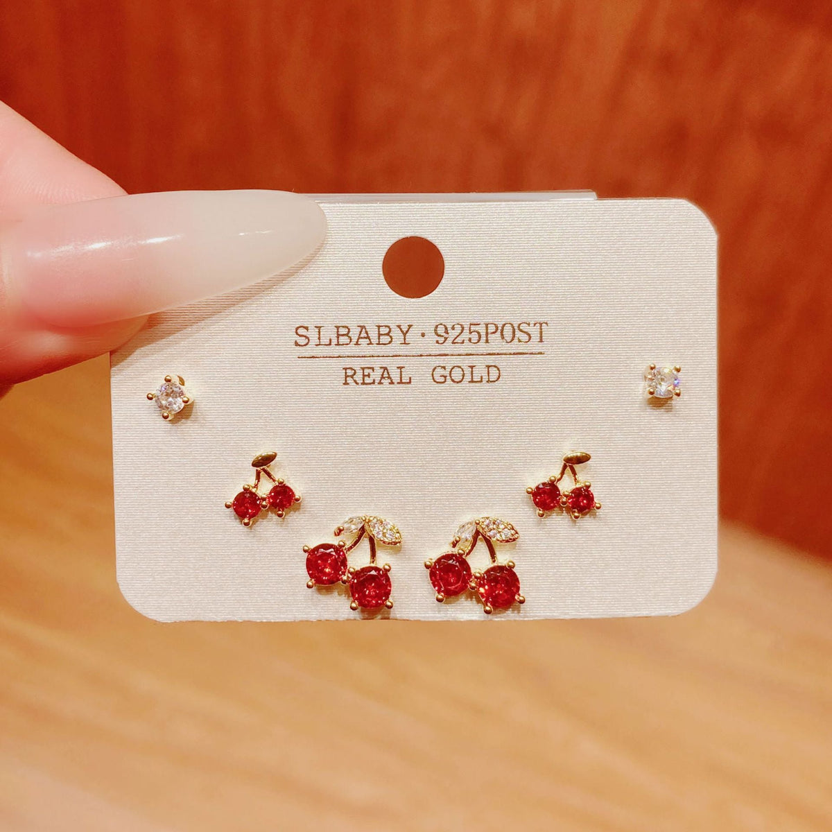 Horse Angola Red Female Cherry Camellia Stud Earrings
