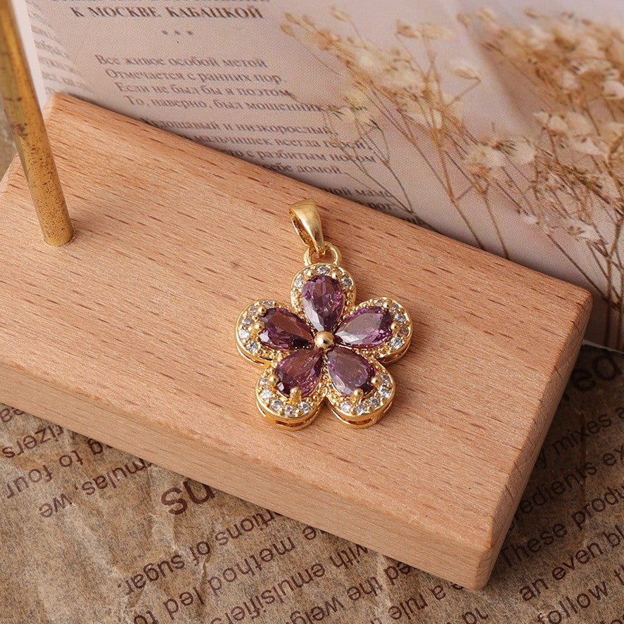 Women's Diamond Light Luxury Full Zircon Flower For Niche Design Pendant