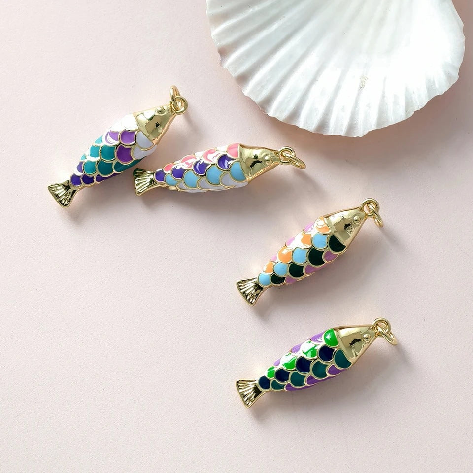 Color Enamel Fish Copper Drop Oil Pendant