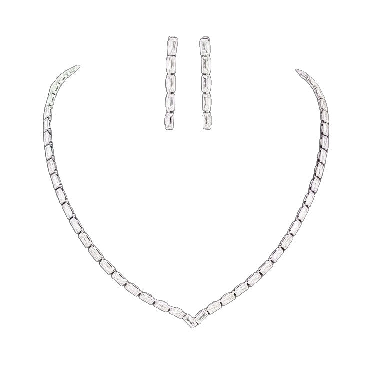 V-shaped Two-piece Affordable Luxury Fashion Temperament Clavicle Chain Jewelry Set