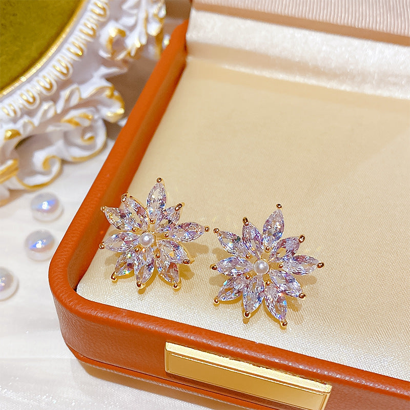 Flower Collection Real Gold Plating Quality Sweet Earrings