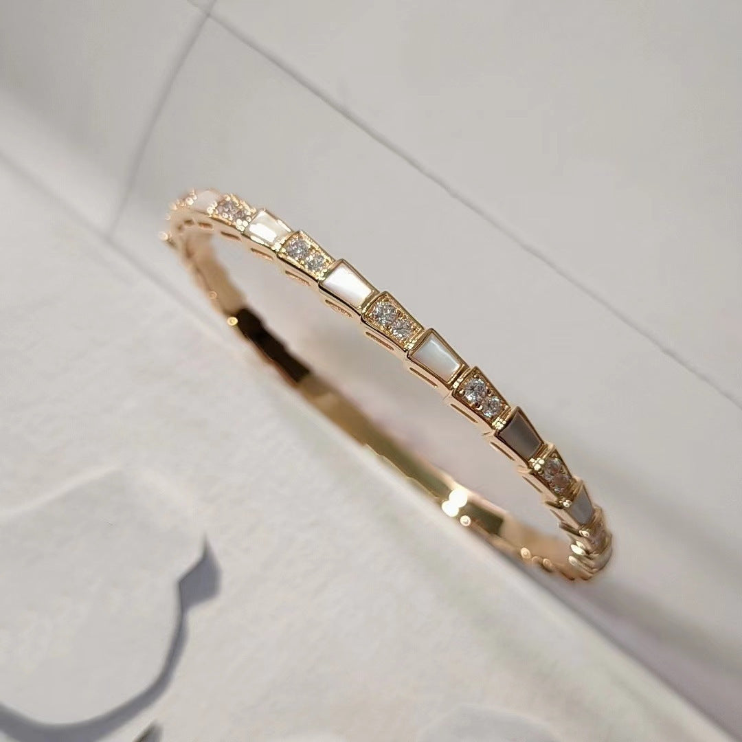 Gold High Version White Shell Snake-shaped Bracelet