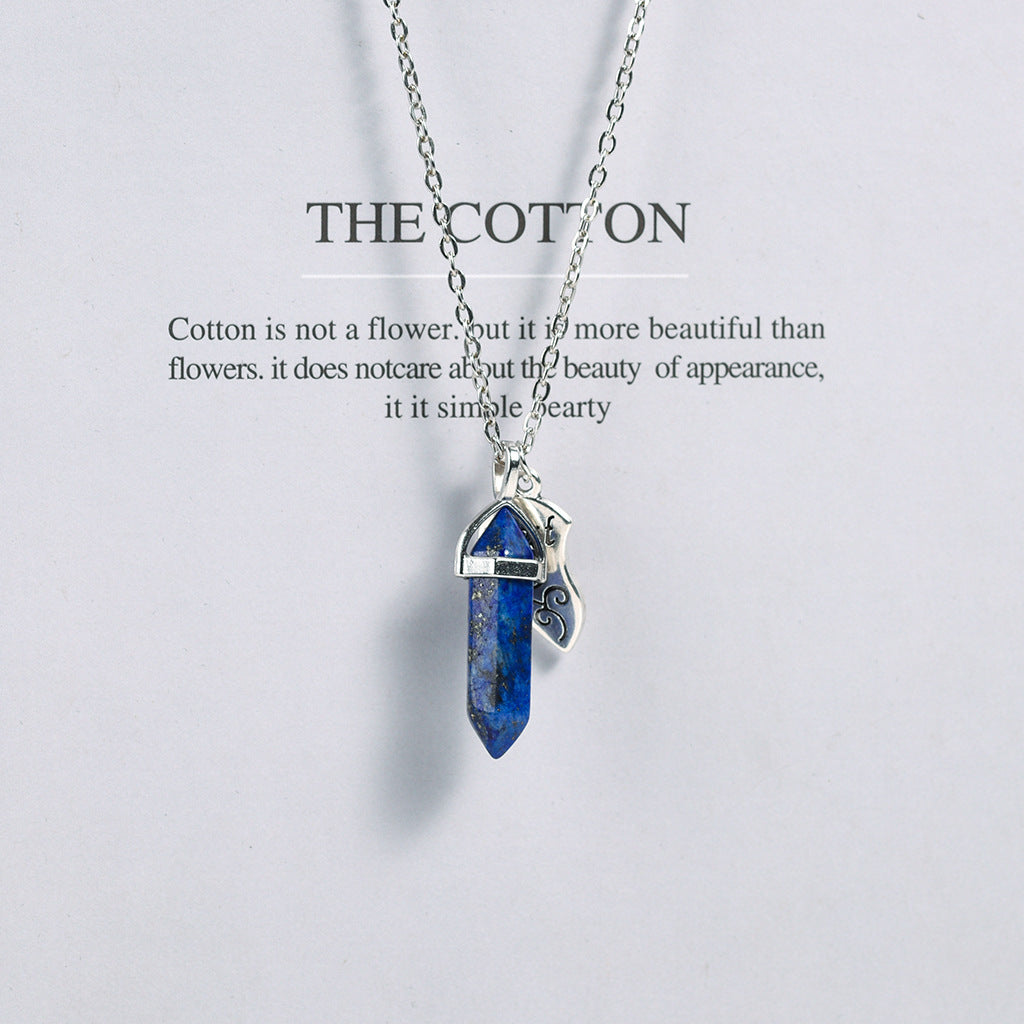 Friends Vertical Double Pointed Crystal Column Pendant