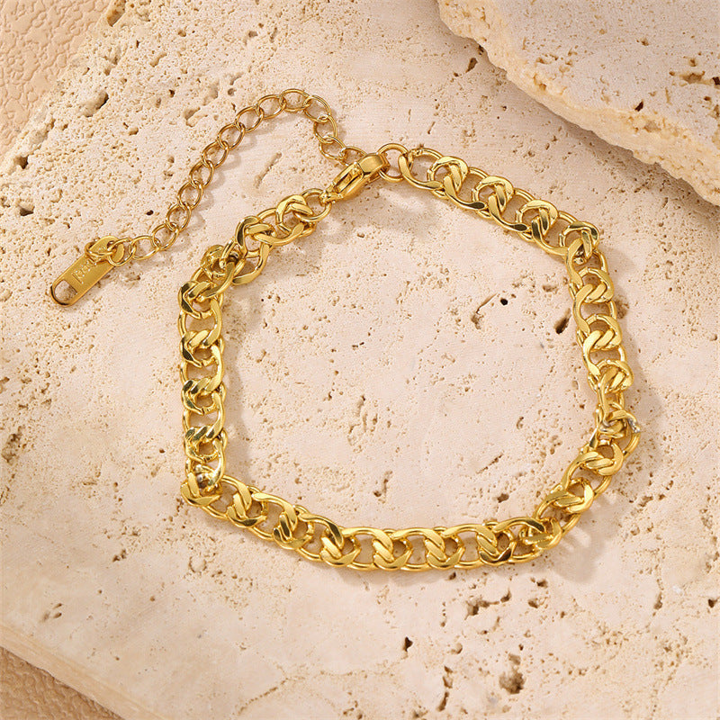 Women's Steel Chain Round Beads Hemp Flowers Bracelets