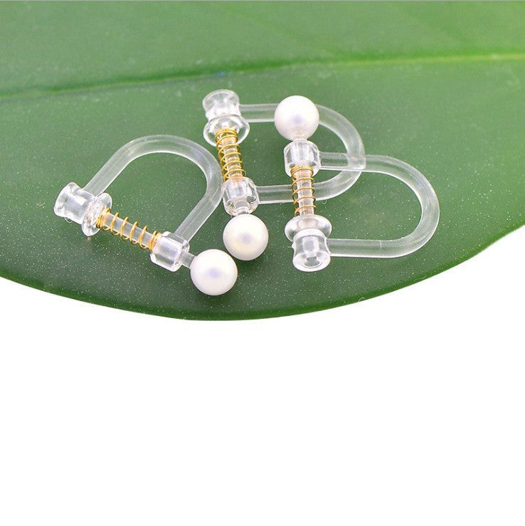 Handmade Change Transparent Resin Pearls U-shaped Ear Clip