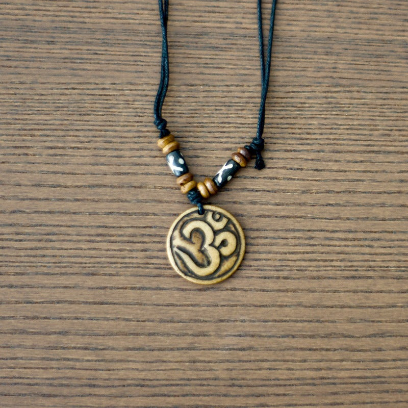 Nepal Yak Bone Hand Carved Six Pendant