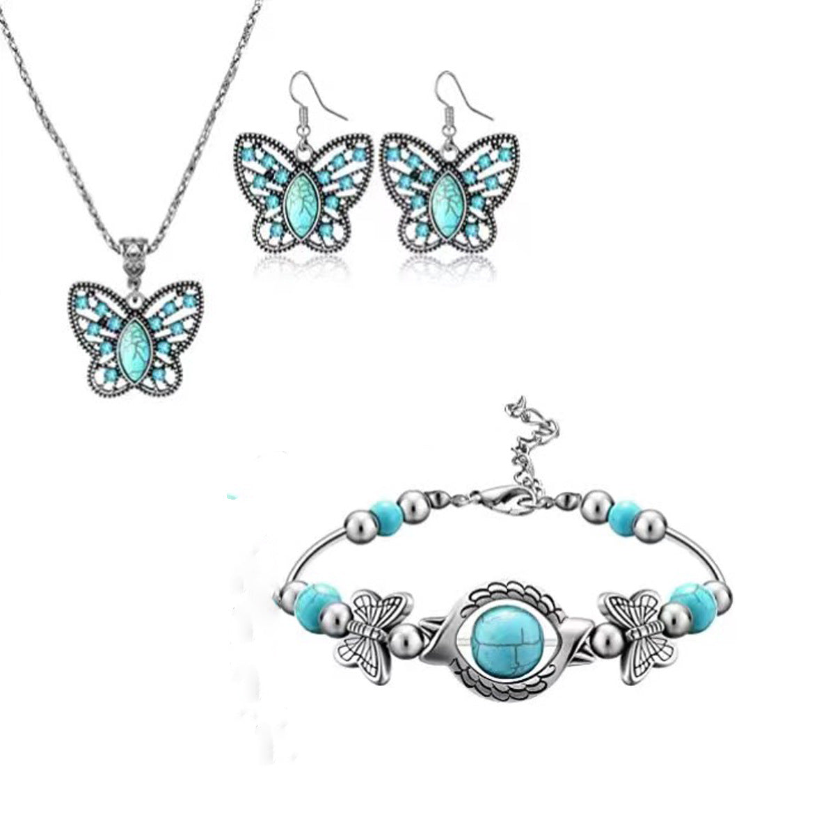 Cool Elegant Turquoise Butterfly Versatile Simple Jewelry Set
