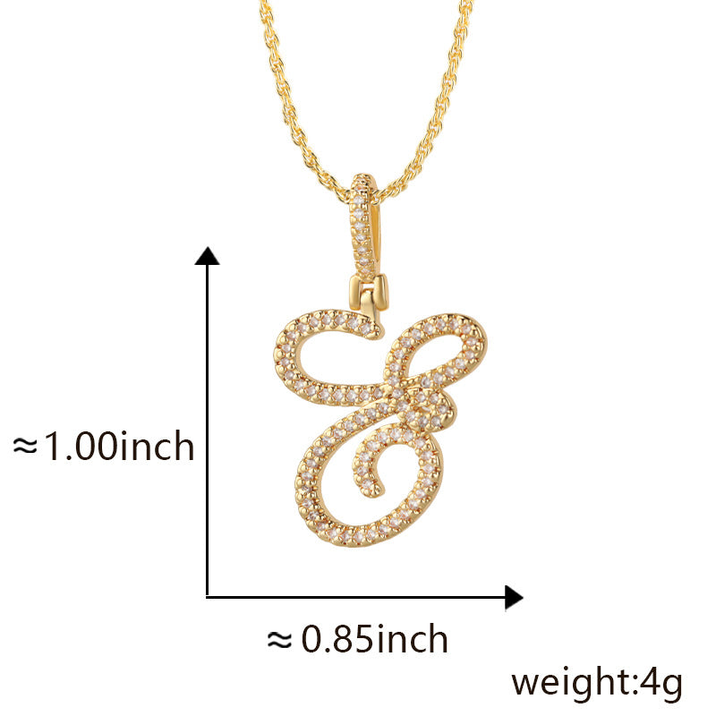 Hop Flower Body Grass English Letter Niche Style Inlaid Zircon Pendants
