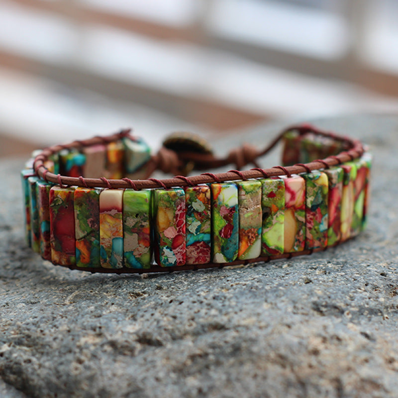 Bohemian Style Natural Stone Lan Di Royal Vintage Hand-woven Bracelet