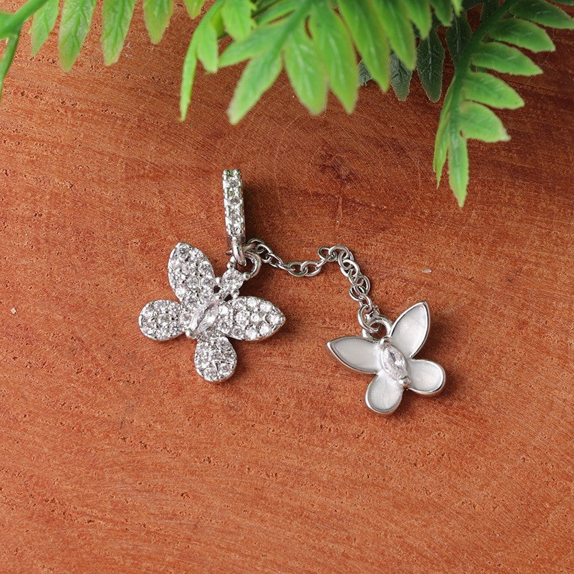 Two-tone Butterfly Three-dimensional Tassel Electroplated Sweet Pendant