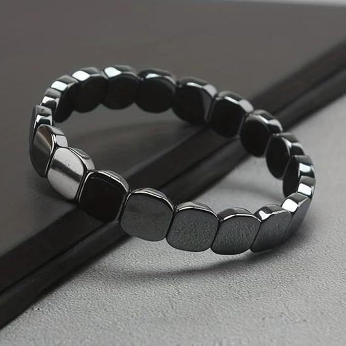 Women's & Men's Hematite Haematite Stretch Square Beaded Fashion Bracelet