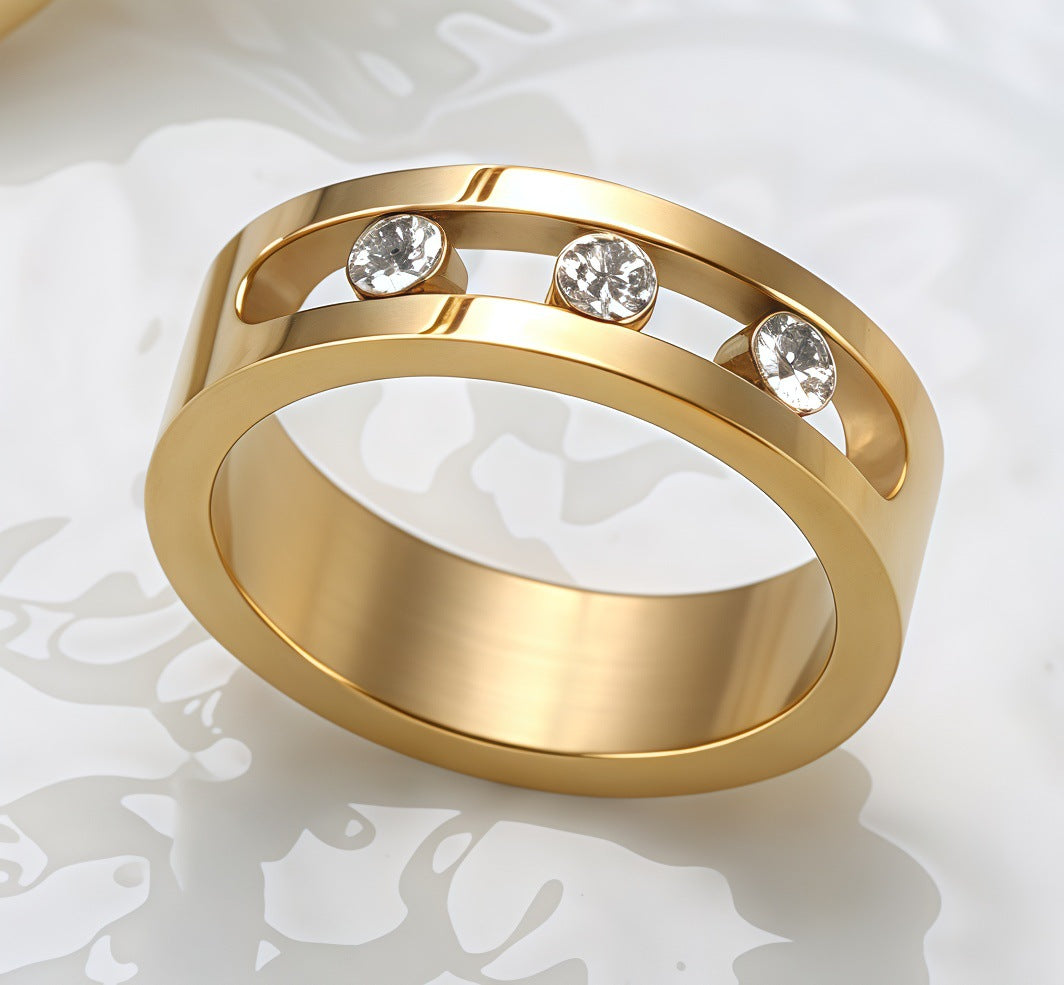 Stainless Steel Diamond Circle Moving Stone Holder Jewelry Set