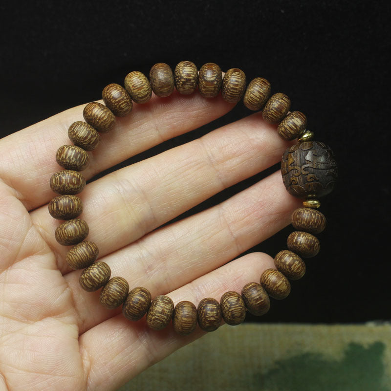 Women's & Men's Natural Nan Agilawood Round Beads Buddha Bracelet