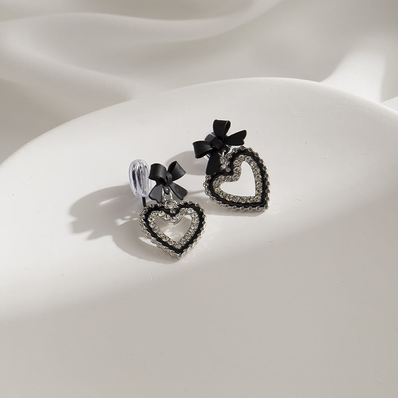 Elegant Black Bow High-grade Sense Temperament Entry Earrings