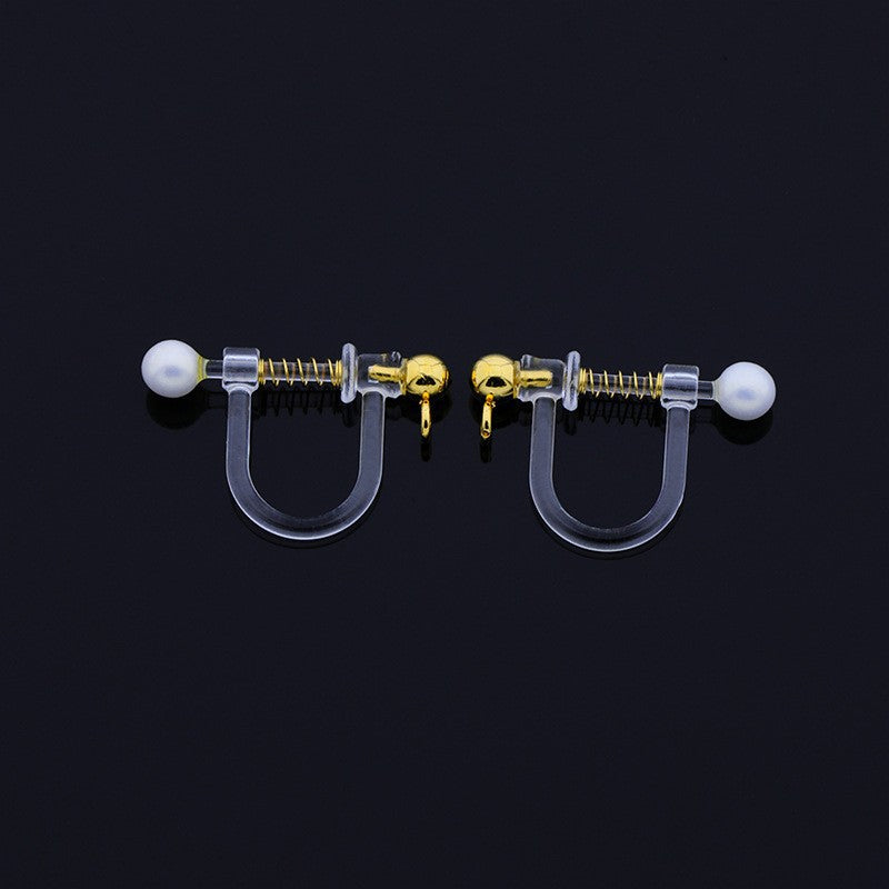 Handmade Change Transparent Resin Pearls U-shaped Ear Clip