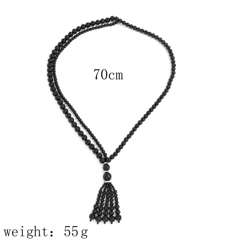 Mild Luxury Retro Knotted Beaded Long Minority Fashion Necklace